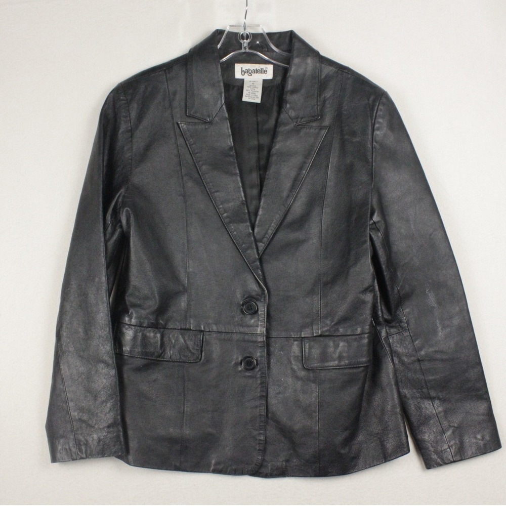 Bagatelle Leather Blazer Womens 12 Black Y2K 90s Indie Sleaze Fitted Jacket